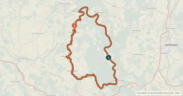 Kartenübersicht der Radroute Märchenland-Radrundweg