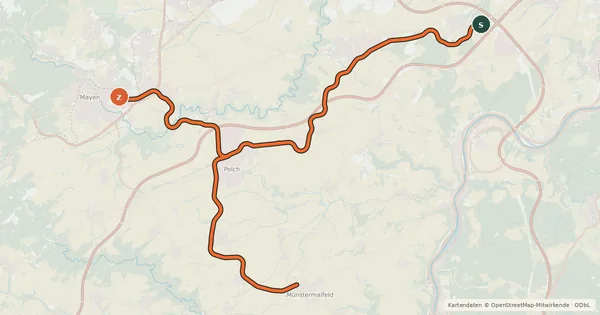 Kartenübersicht der Radroute Maifeld-Radweg