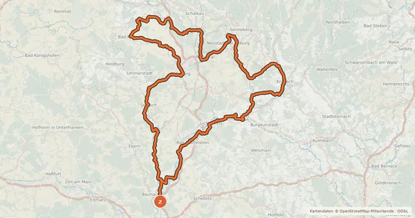 Kartenübersicht der Radroute Main-Coburg-Tour