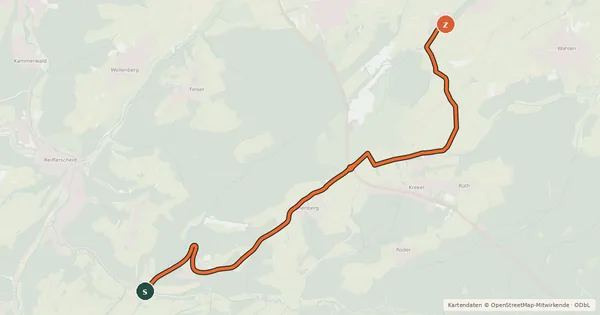 Kartenübersicht der Radroute Manscheid (05) - Diefenbach (82)