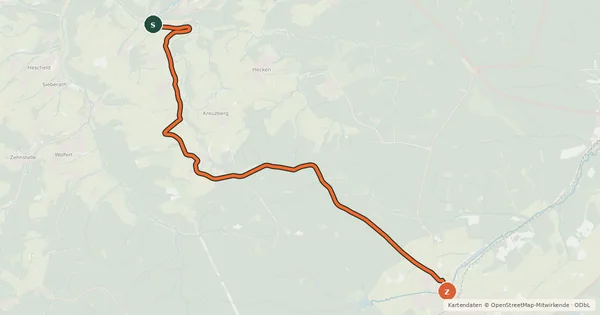 Kartenübersicht der Radroute Manscheid (05) - Schmidtheim (32)