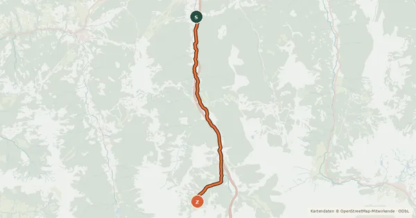Kartenübersicht der Radroute Marbachalm Tour
