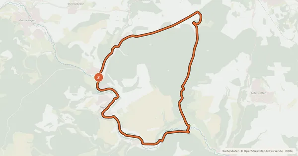 Kartenübersicht der Radroute Marbacher Gestütsradweg - Grafeneck-Tour
