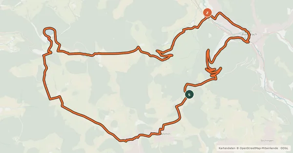 Kartenübersicht der Radroute Marbacher Gestütsradweg - Güterstein-Tour