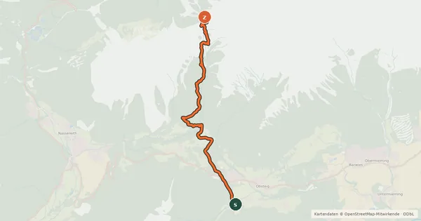 Kartenübersicht der Radroute Marienbergjoch