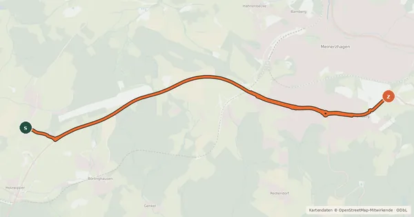 Kartenübersicht der Radroute Marienheide (27) - Meinerzhagen (33)