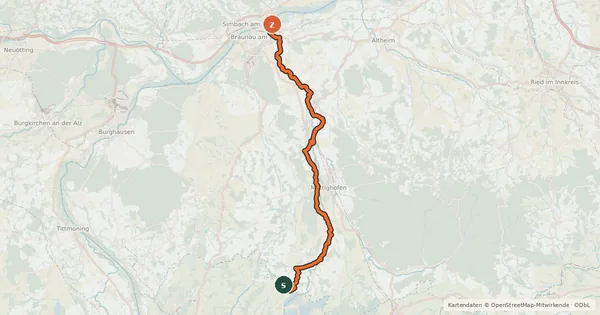 Kartenübersicht der Radroute Mattigtalweg