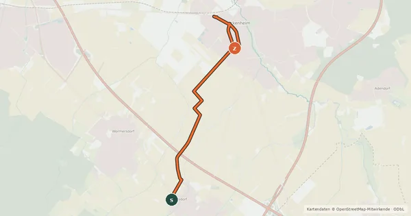 Kartenübersicht der Radroute Meckenheim (85) - Meckenheim Ersdorf (90)