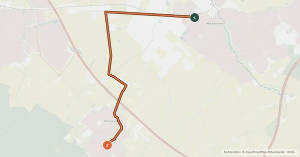 Kartenübersicht der Radroute Meckenheim (85) - Rheinbach Wormersdorf (89)