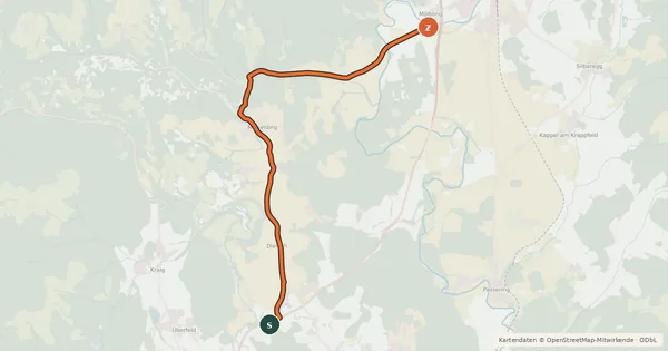 Kartenübersicht der Radroute Meiseldingerweg
