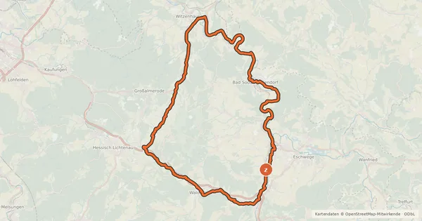 Kartenübersicht der Radroute Meißner-Rundkurs
