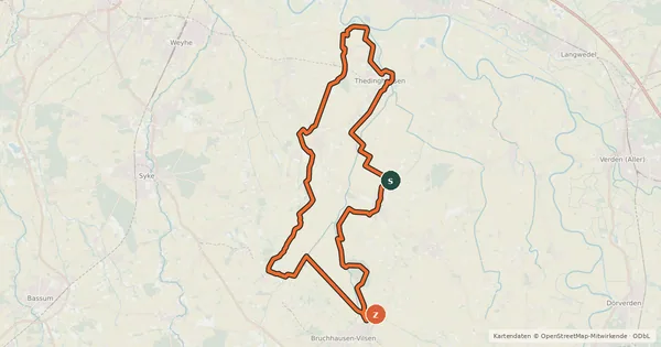 Kartenübersicht der Radroute Meliorationstour (grün)