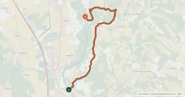 Kartenübersicht der Radroute Mellachbergtour