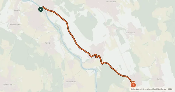 Kartenübersicht der Radroute Mellingen - Künten