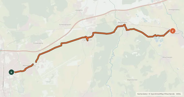 Kartenübersicht der Radroute Memmingen-Sontheim