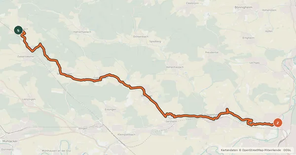 Kartenübersicht der Radroute Metterradweg