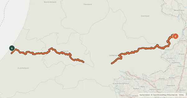 Kartenübersicht der Radroute Midden-Nederlandroute - alt - Den Haag - Wassenaar