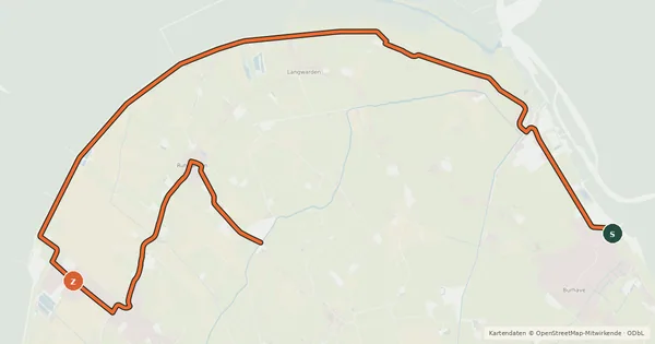 Kartenübersicht der Radroute Milch-Ku(h)l-Tour Butjadingen