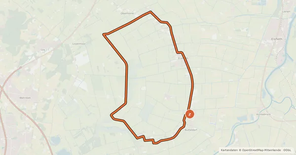 Kartenübersicht der Radroute Milch-Ku(h)l-Tour Elsfleth