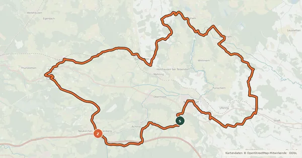 Kartenübersicht der Radroute Milchstraßen Radweg