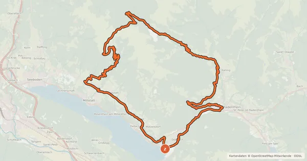 Kartenübersicht der Radroute Millstätter Alm Tour | nock/bike Tour 49