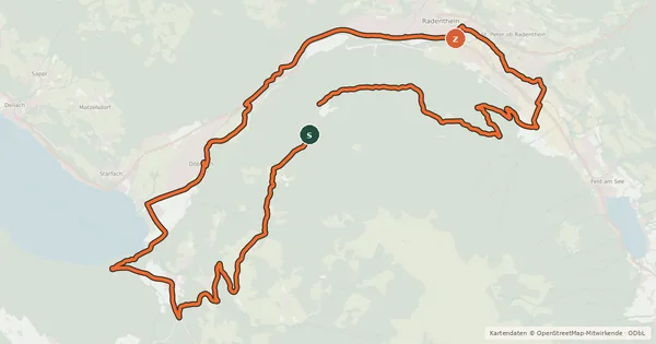 Kartenübersicht der Radroute Millstättersee-Runde