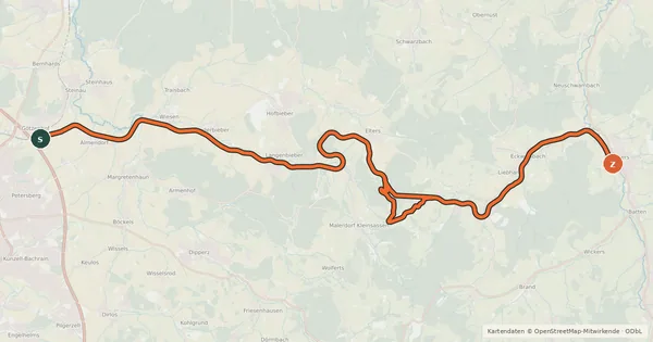 Kartenübersicht der Radroute Milseburgradweg
