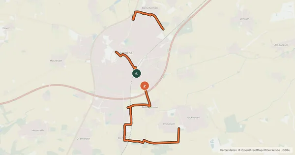 Kartenübersicht der Radroute Mispelbaumtour
