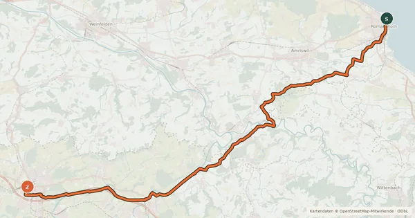 Kartenübersicht der Radroute Mittelland-Route