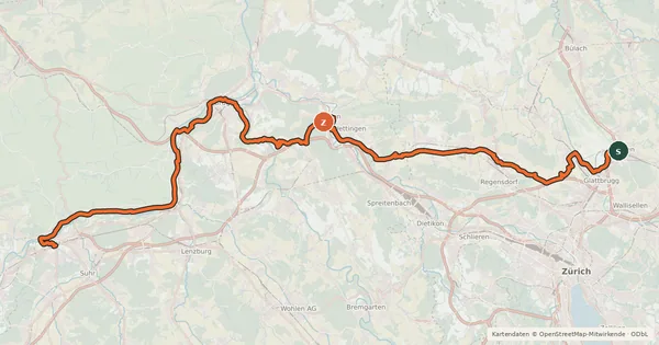 Kartenübersicht der Radroute Mittelland-Route