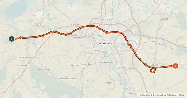 Kartenübersicht der Radroute Mittellandkanalroute