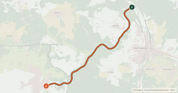 Kartenübersicht der Radroute Mockelbahn-Radweg