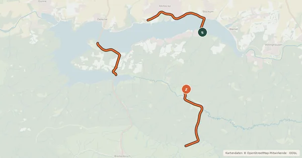 Kartenübersicht der Radroute Möhnesee Rundtour 6