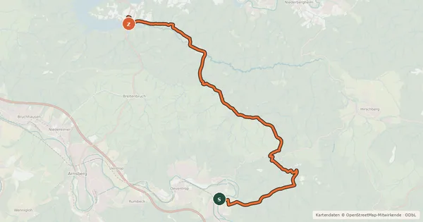 Kartenübersicht der Radroute Möhnesee-Tour