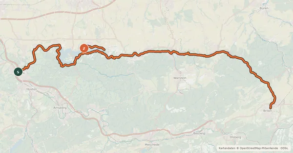 Kartenübersicht der Radroute Möhnetalradweg