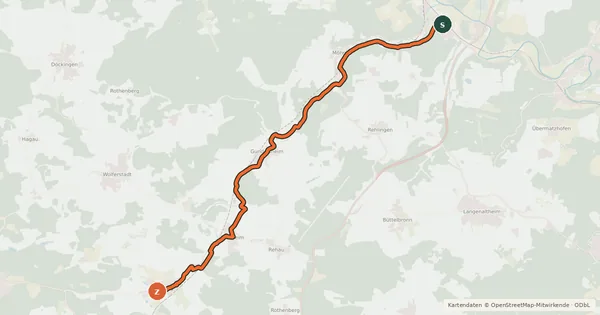Kartenübersicht der Radroute Möhrenbachweg
