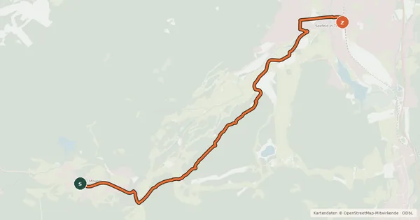 Kartenübersicht der Radroute Mösern-Seefeld
