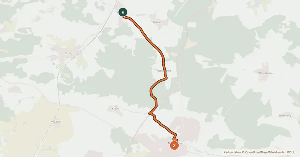 Kartenübersicht der Radroute Monheim-Weilheim