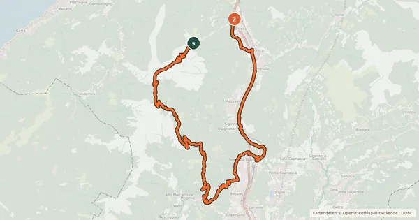 Kartenübersicht der Radroute Monte Tamaro Bike