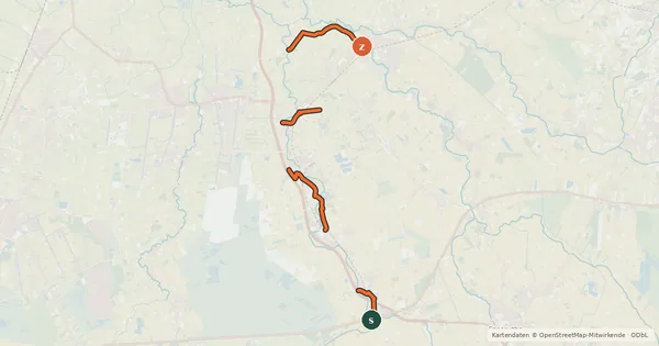 Kartenübersicht der Radroute Moor Erlebnisroute