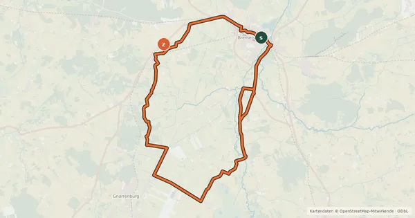 Kartenübersicht der Radroute Moorteufel-Route