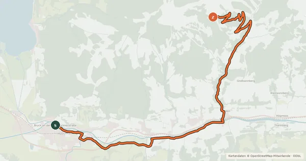 Kartenübersicht der Radroute Moosalm