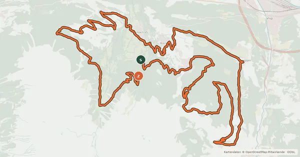 Kartenübersicht der Radroute Moosalp Plateau Bike