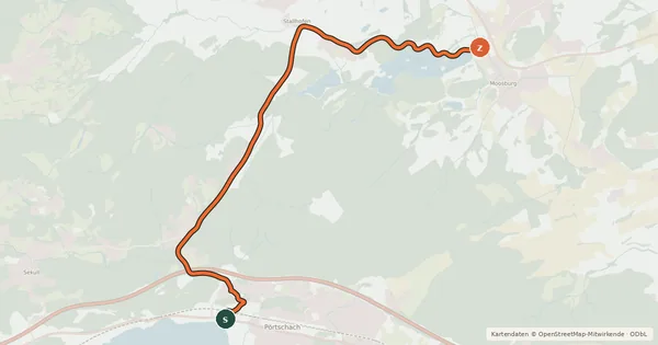 Kartenübersicht der Radroute Moosburger Radweg