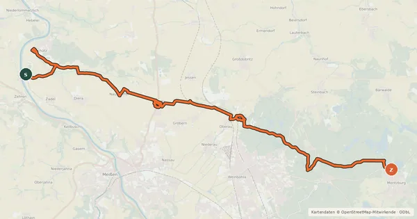 Kartenübersicht der Radroute Moritzburger Weg