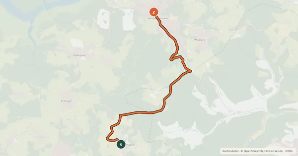 Kartenübersicht der Radroute Morsbach (02) - Reichshof (94)