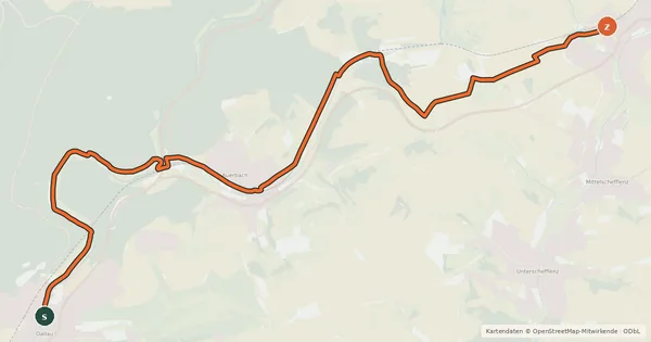 Kartenübersicht der Radroute Mosbach-Schefflenz