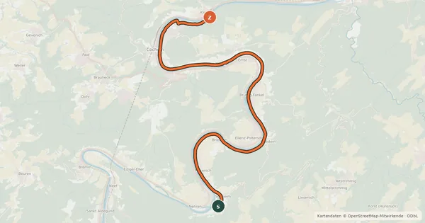 Kartenübersicht der Radroute Moselradweg (rechts)