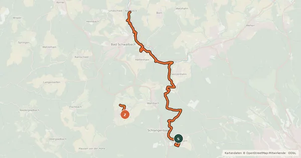 Kartenübersicht der Radroute Mountainbike Park Bad Schwalbach - Tour 4