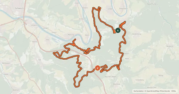 Kartenübersicht der Radroute MTB 3 Moselhöhen